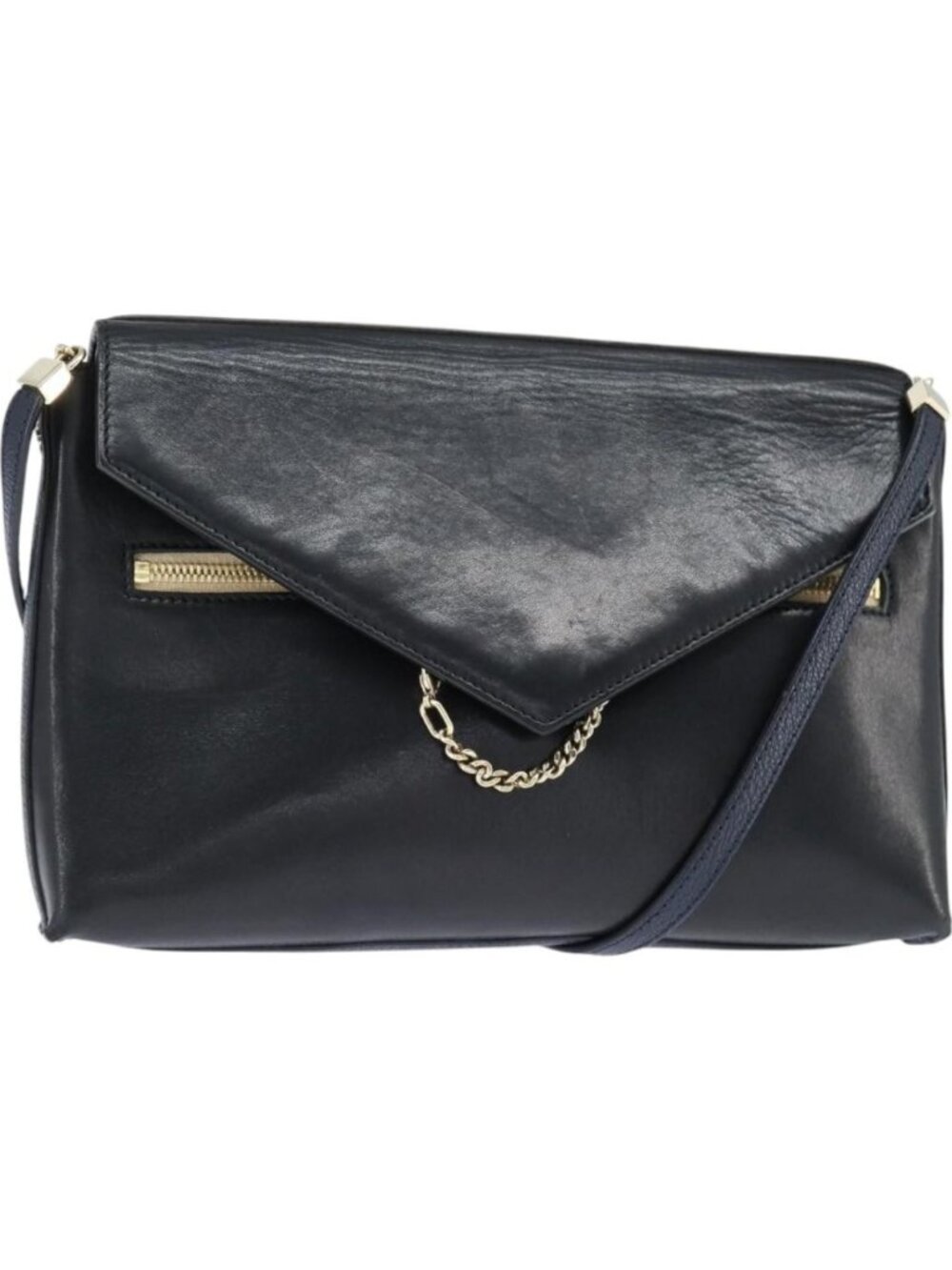 Chloe Shoulder Bag Leather Navy Gold